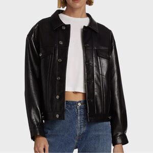 NWT AGOLDE Recycled Leather Charli Jacket Black Size Medium